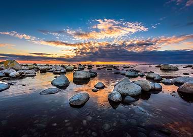 Sunset at the Rocky Beach