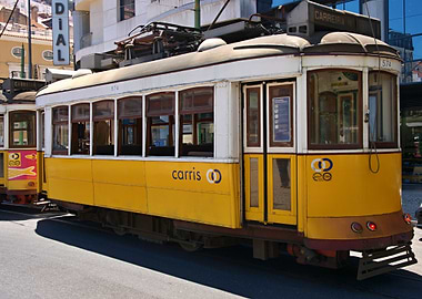 Yellow tram in Lisbon