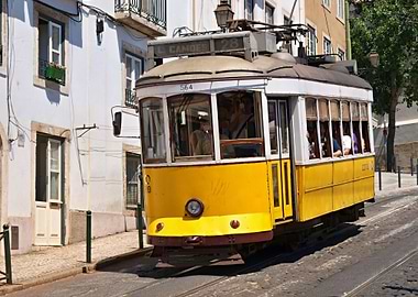 Yellow Tram in Lisbon