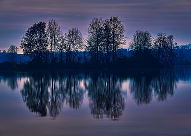 winter reflection on lake