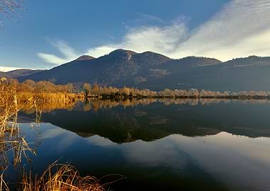 winter reflection on lake