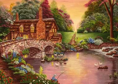 Fishing by the footbridge