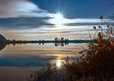 winter reflection on lake