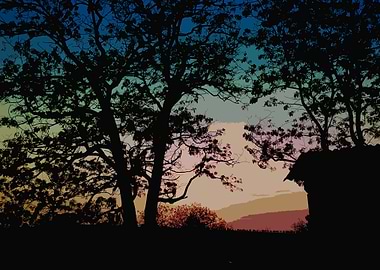 African landscape sunset