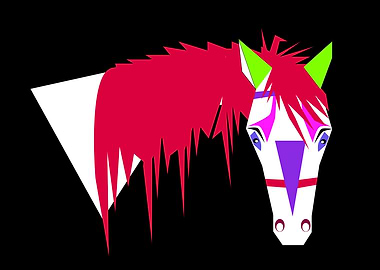 Cartoon horse head red