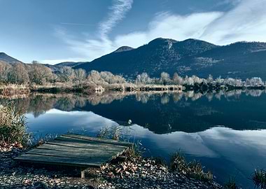 winter reflection on lake