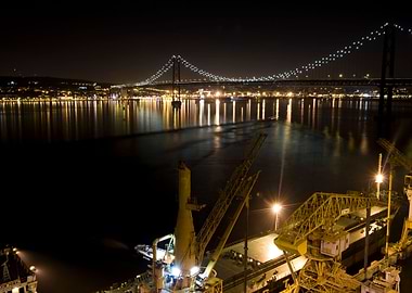 Lisbon bridge at night
