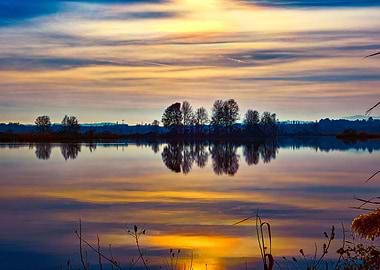 winter reflection on lake