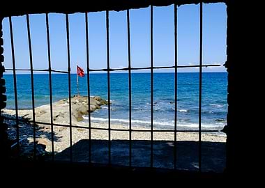 Turkey flag behind bars