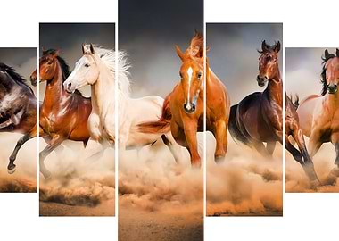 Horses run in the wild