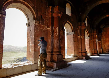 Photographer in ruins