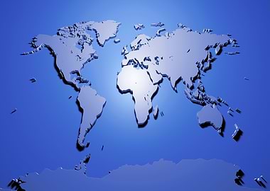 World Map 3D Blue