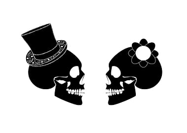 Skull icon wedding couple