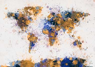 World Map Paint Splashes