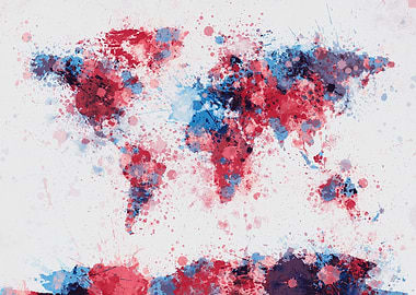World Map Paint Splashes