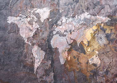 World Map on Stone