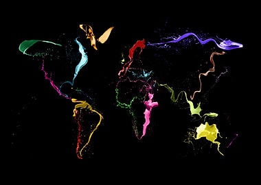 Thrown Paint World Map