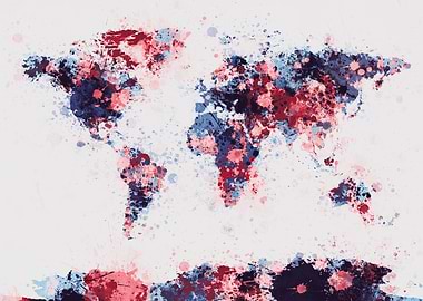 World Map Paint Splashes