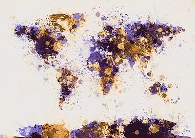 World Map Paint Splashes