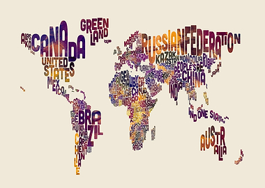 World Map Typography