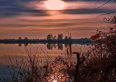 winter reflection on lake