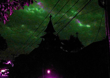 BALI CHURCH AT NIGHT