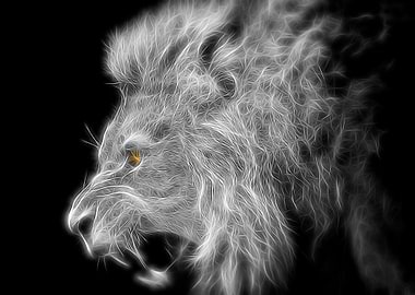 black and white lion
