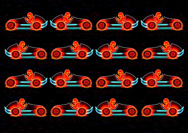 Classic neon racing cars