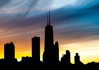 Chicago Skyline at Sunset