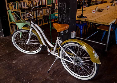 Bike in a coffee shop