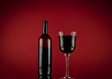Wine red glass bottle