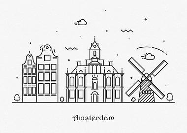 Amsterdam City Skyline
