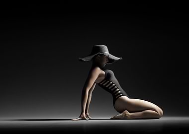 Woman in black costume