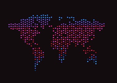 World map halftone neon co