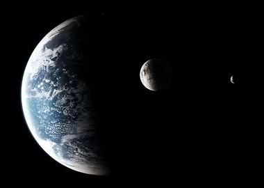 Earth Moon and Mars