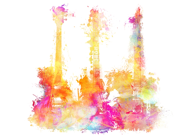 Three guitars colors
