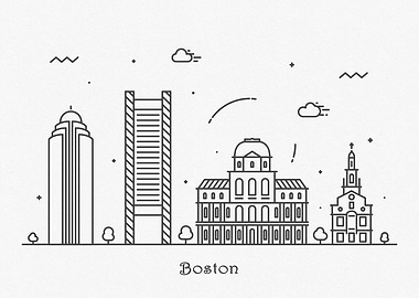 Boston City Skyline