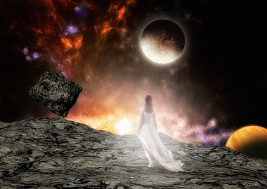 In front of a spacescape