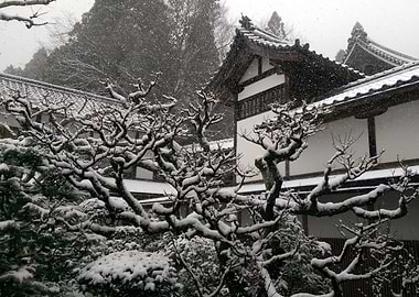 Temple with snow
