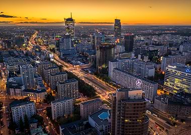 Warsaw late sunset