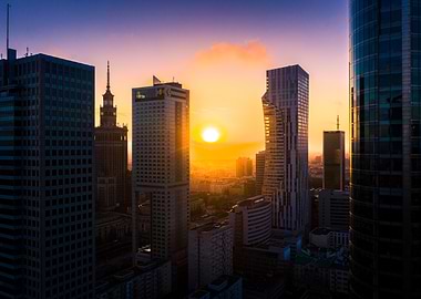 Warsaw city sunrise