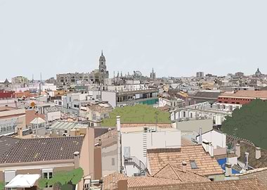 Malaga city centre view