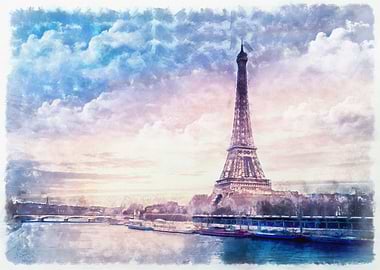 Beautiful sunset in Paris