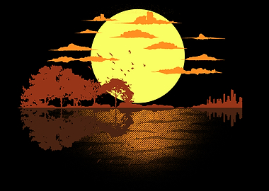 Guitar Skyline Sunset