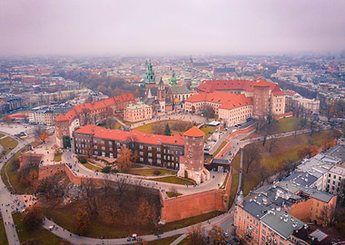 Aerial view over Cracow