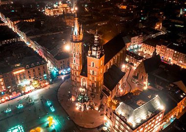 Aerial view over Cracow