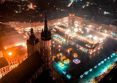 Aerial view over Cracow