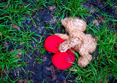 Discarded teddy bear