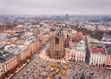 Aerial view over Cracow