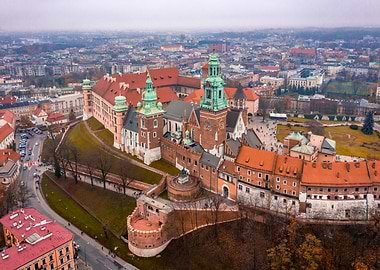 Aerial view over Cracow